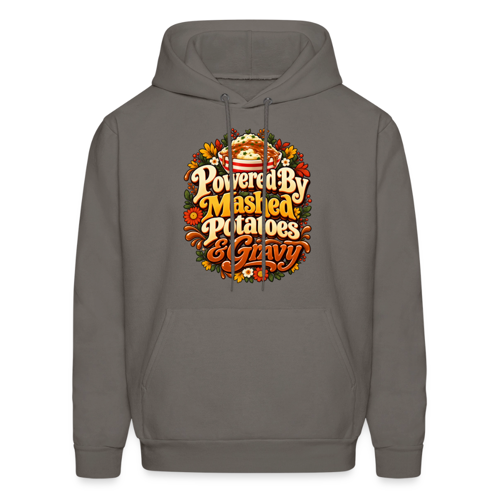 Powered by Mashed Potatoes & Gravy – Fall Floral Hoodie - asphalt gray