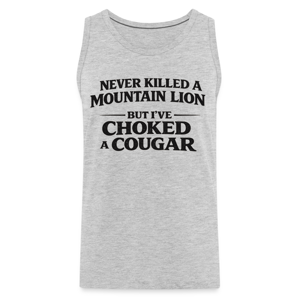 Choked a Cougar Funny Adult Humor Tank Top Color: White