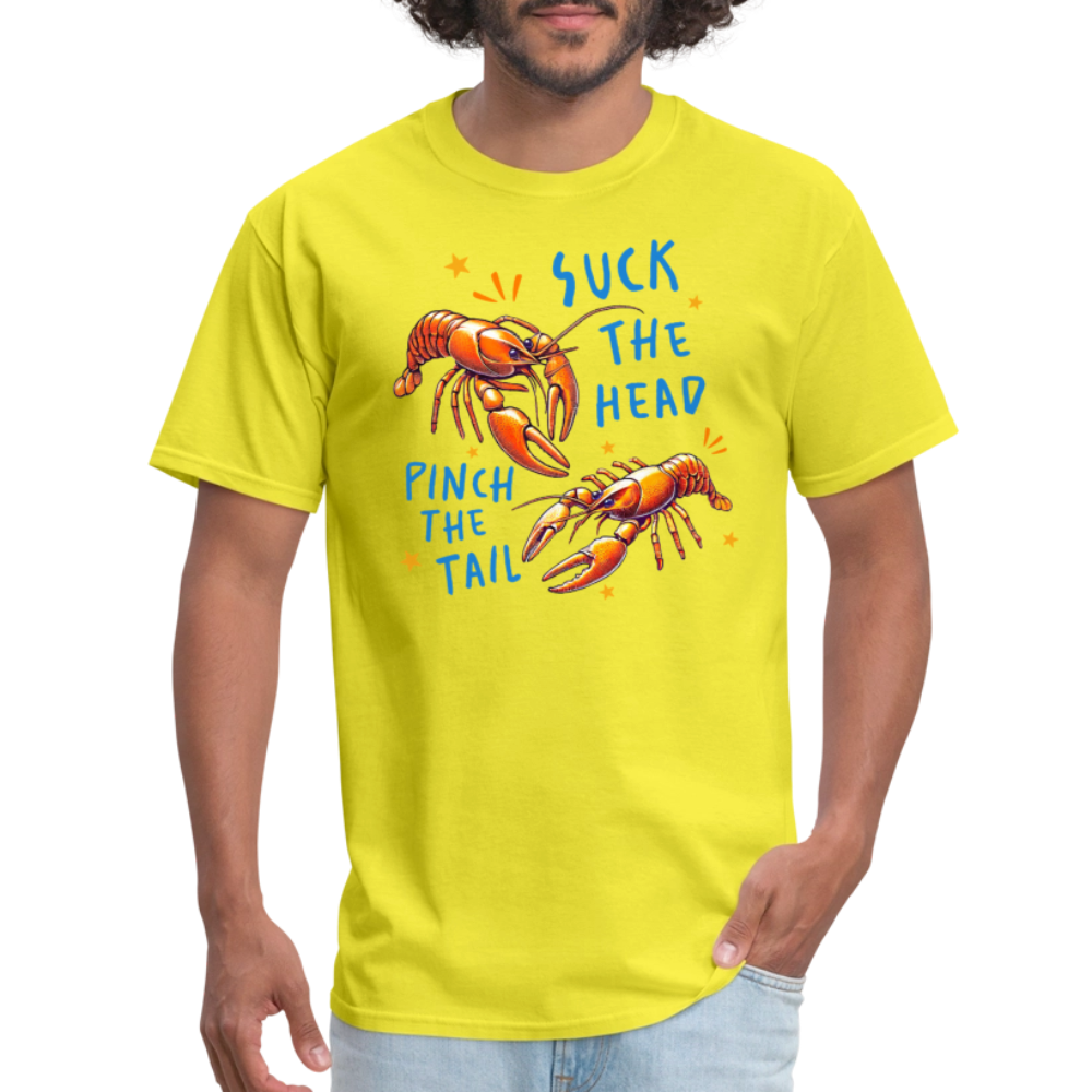 Suck The Head Pinch The Tail (Crawfish) T-Shirt Color: white