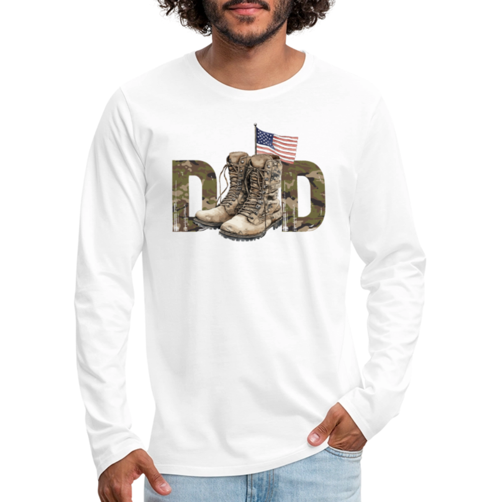 Military Dad Men's Premium Long Sleeve T-Shirt - white
