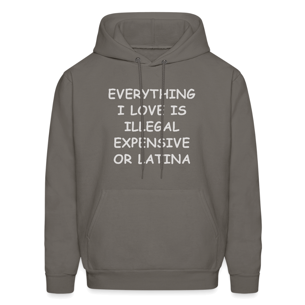 Everything I Love Is Illegal Expensive or Latina Hoodie Color: asphalt gray
