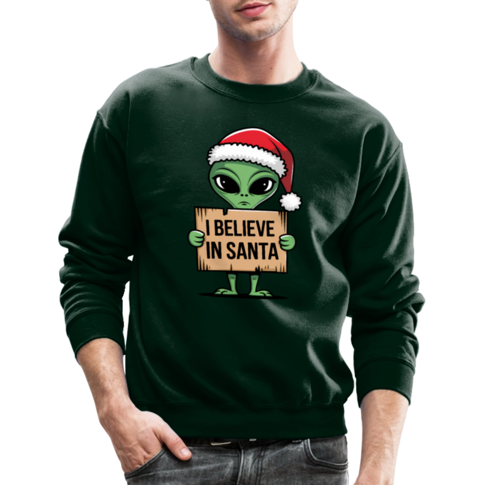 I Believe in Santa Sweatshirt – Funny Alien Christmas Color: royal blue
