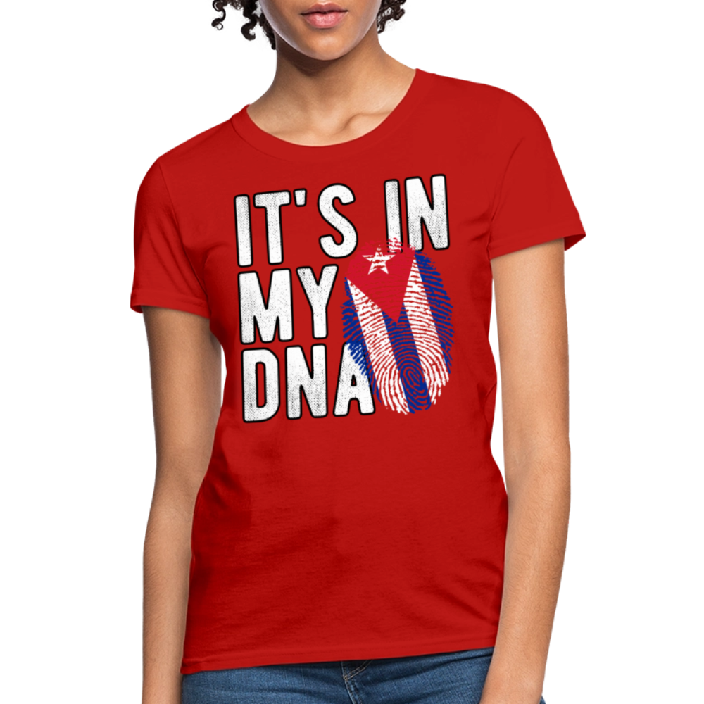 Cuban DNA Women’s T-Shirt – Fingerprint Flag Tee - red