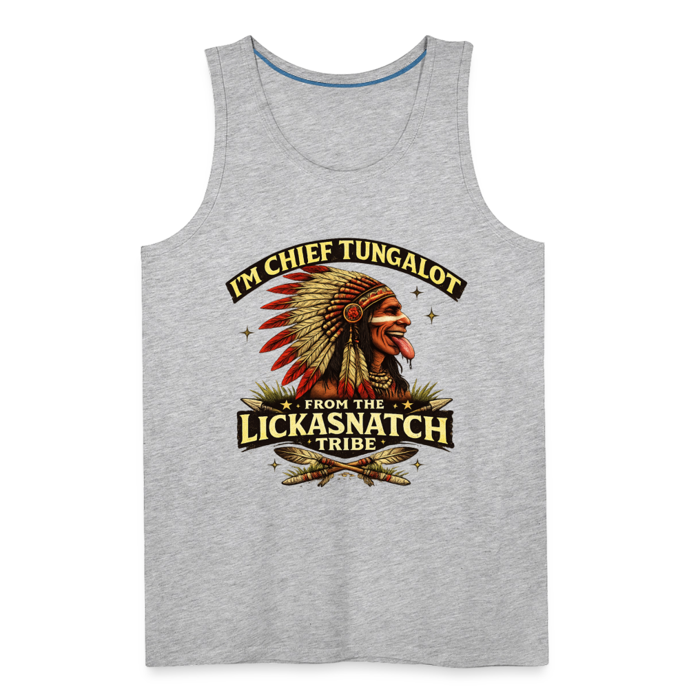 Chief Tungalot Lickasnatch Tribe Funny Tank Top Color: Royal Blue