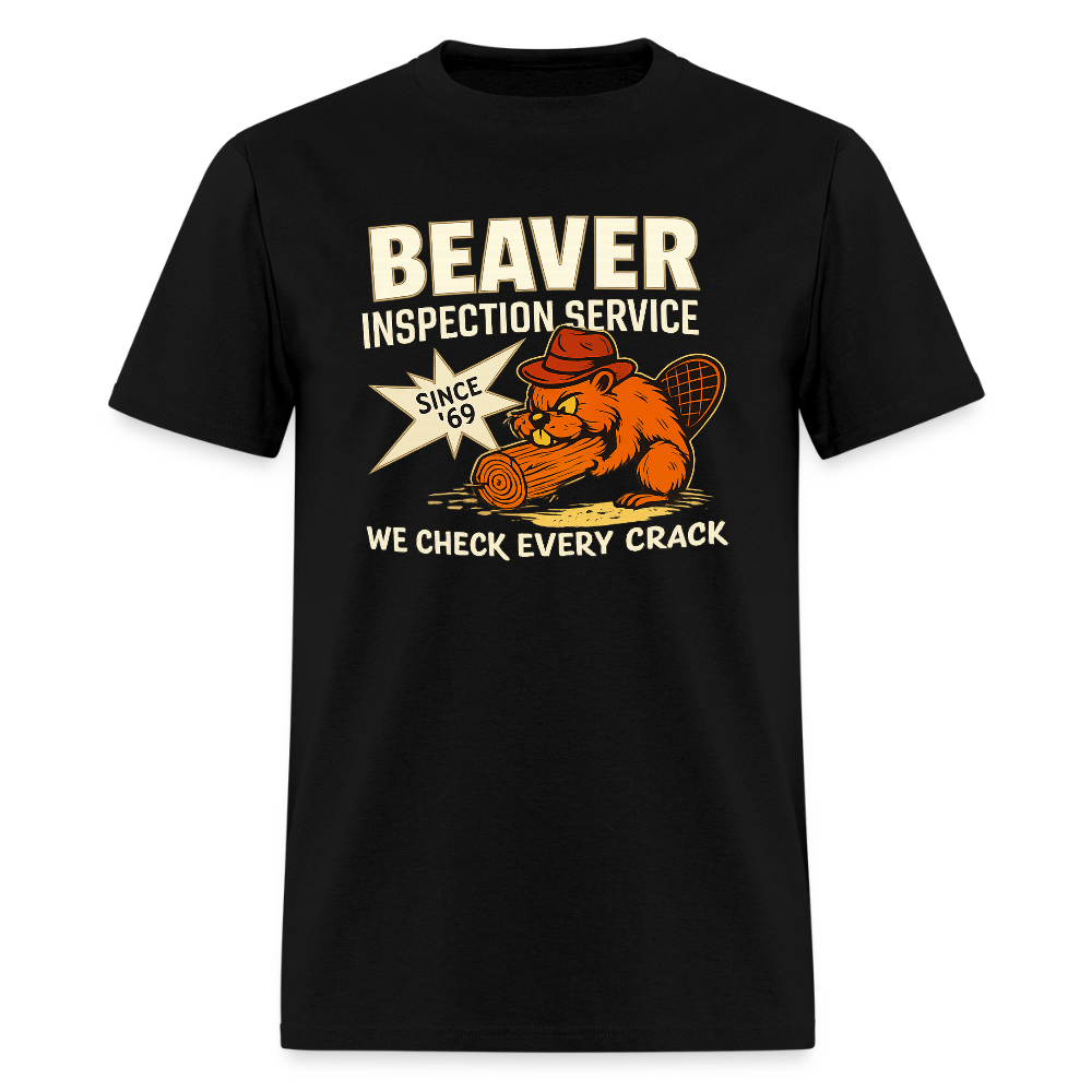 Beaver Inspection Service T-Shirt – Funny Adult Humor Tee Color: black