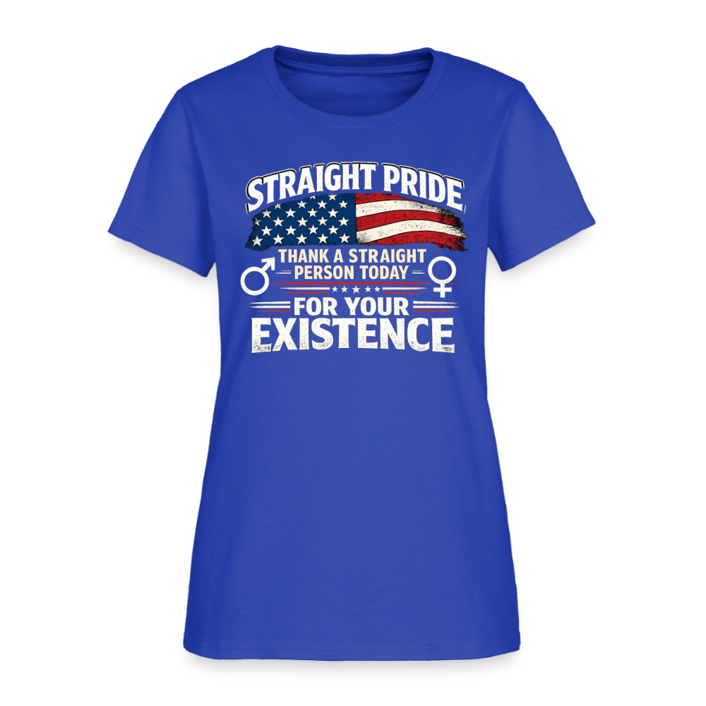 STRAIGHT PRIDE Women’s T-Shirt – Thank a Straight Person Today Color: Black