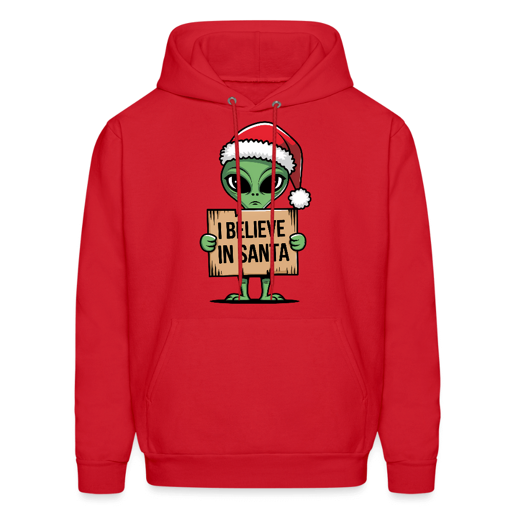 I Believe in Santa Hoodie – Funny Cute Alien Christmas Hoodie Color: red