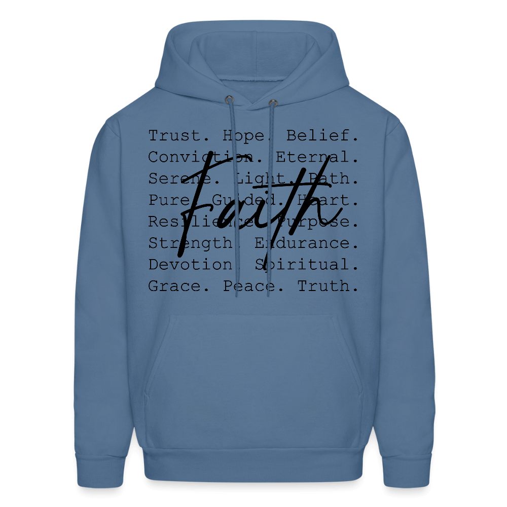Faith Word Art Inspirational Hoodie - denim blue