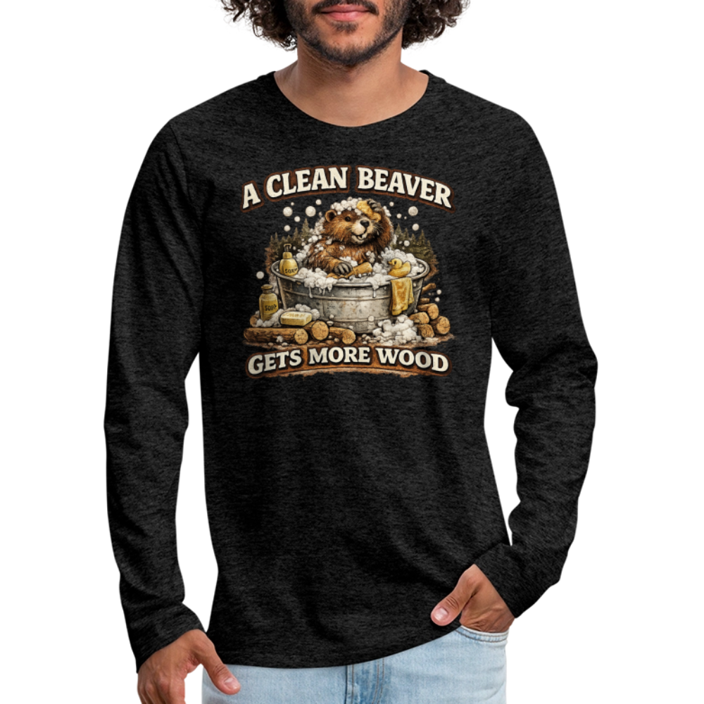 A Clean Beaver Gets More Wood Funny Adult Long Sleeve Tee Color: black