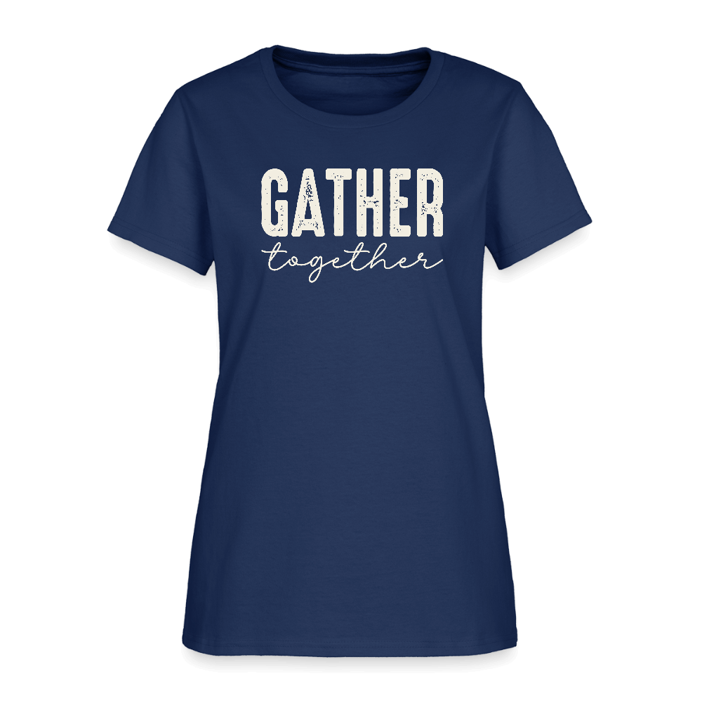 Gather Together (Thanksgiving) Women's T-Shirt Color: blue dusk