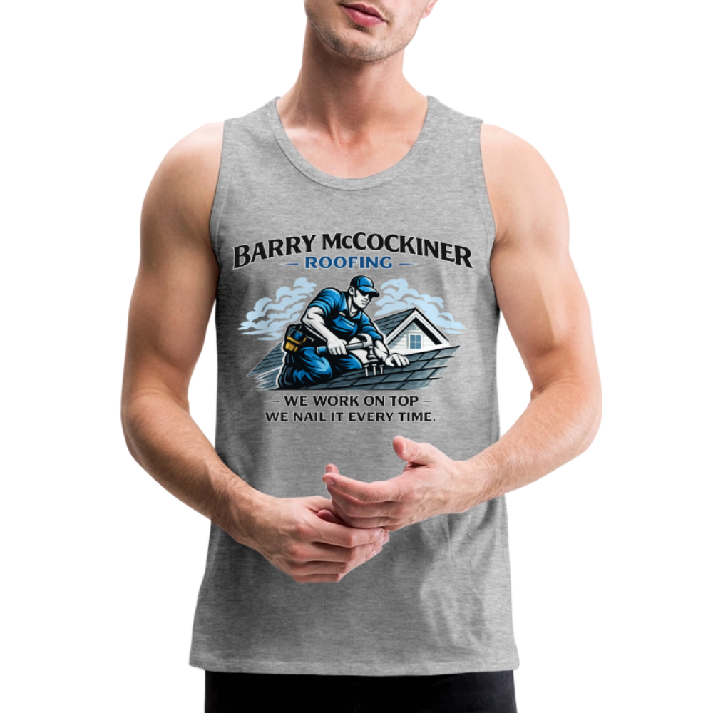 Barry McCockiner Roofing Funny Tank Top Color: Heather Gray