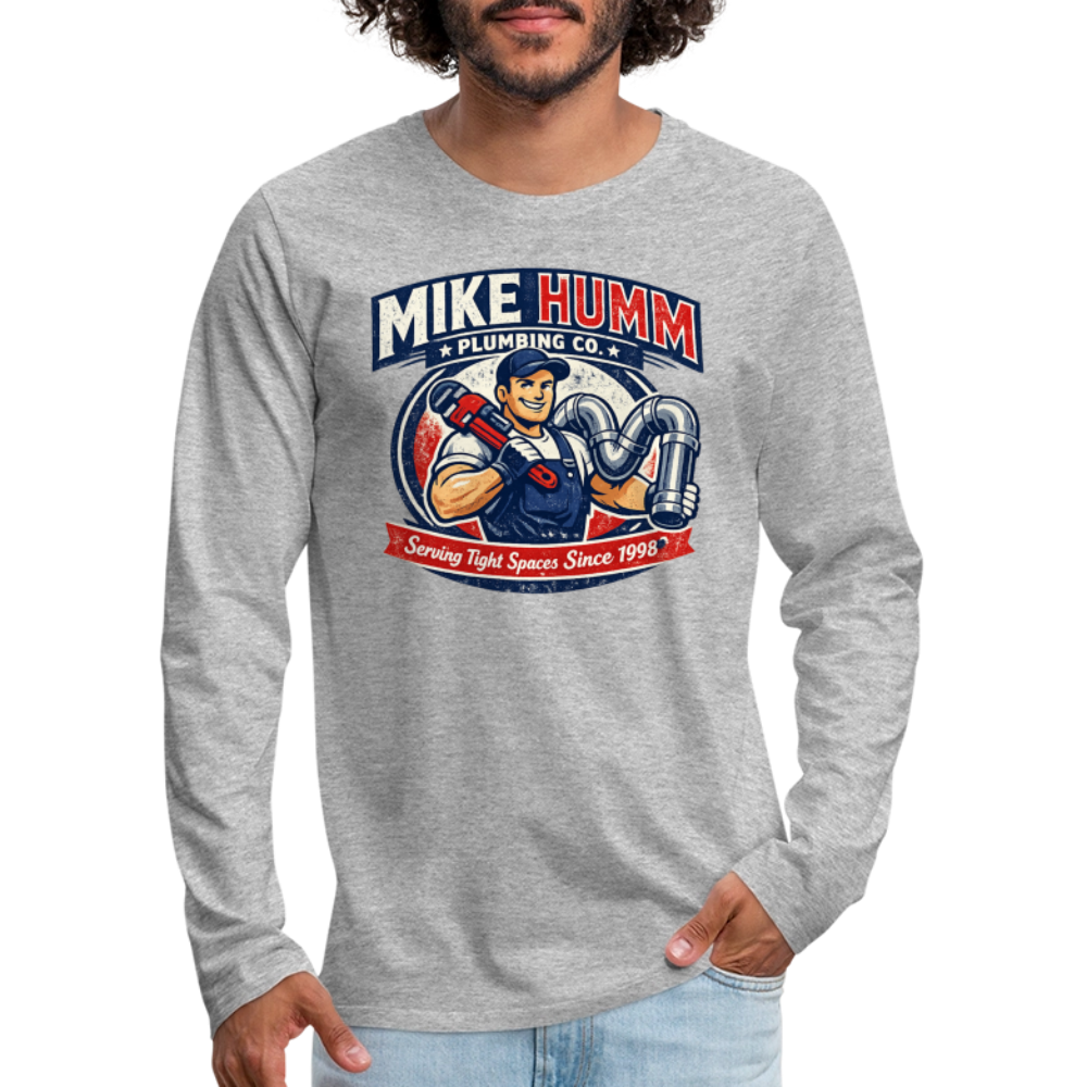 Mike Humm Plumbing Men's Premium Long Sleeve T-Shirt (Adult Humor) Color: black