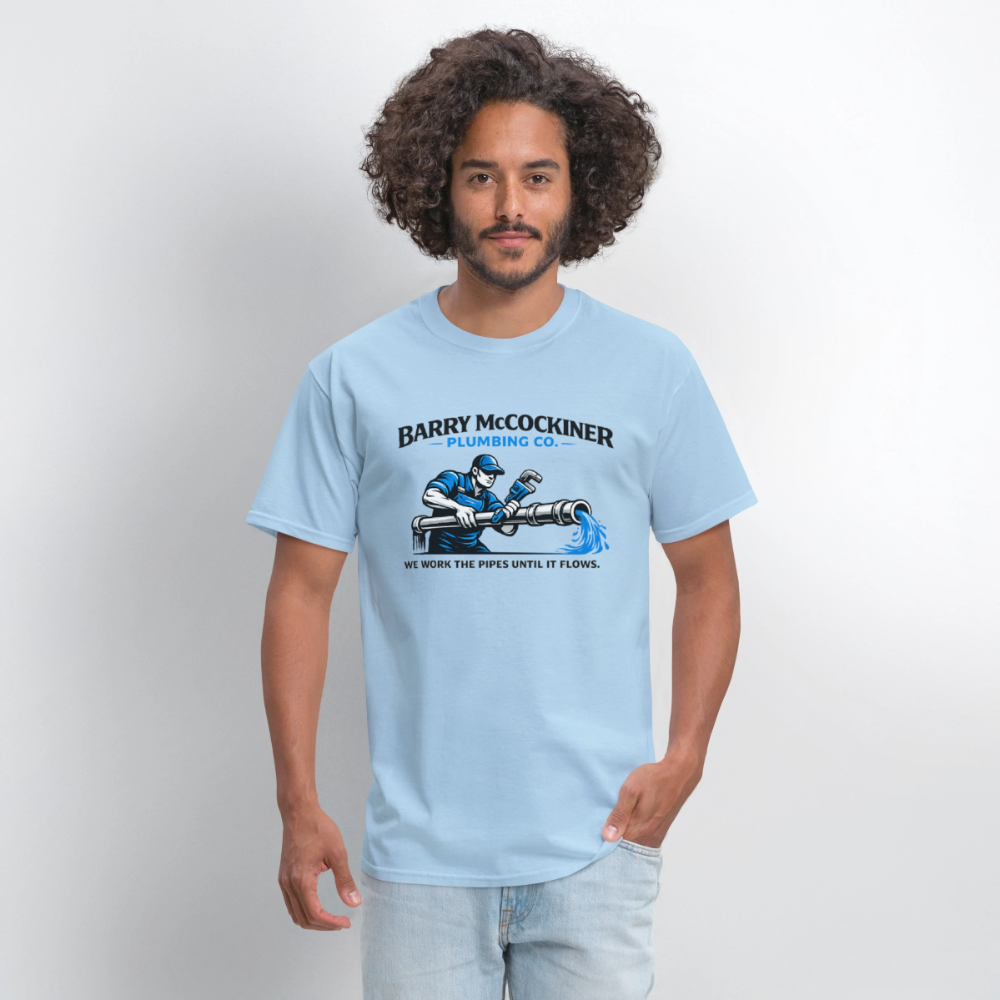 Barry McCockiner Plumbing Funny T-Shirt - powder blue