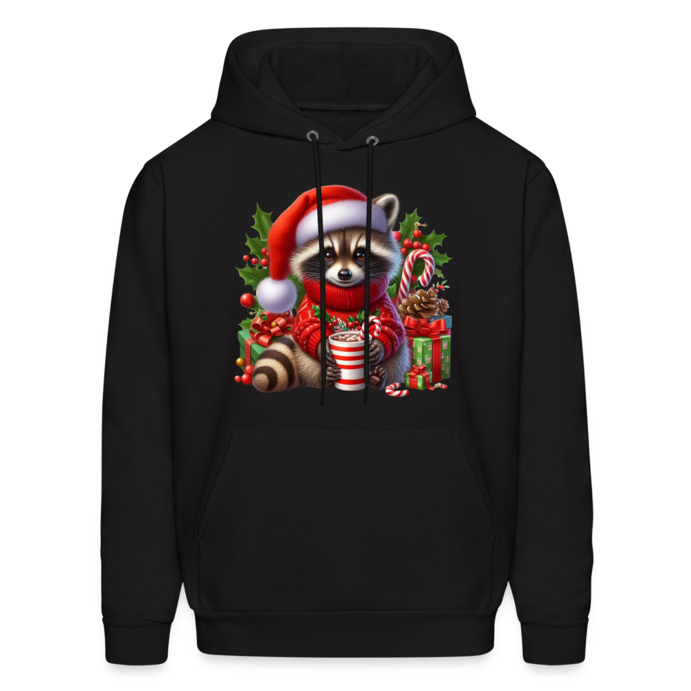 Christmas Cute Feral Raccoon Hoodie - black