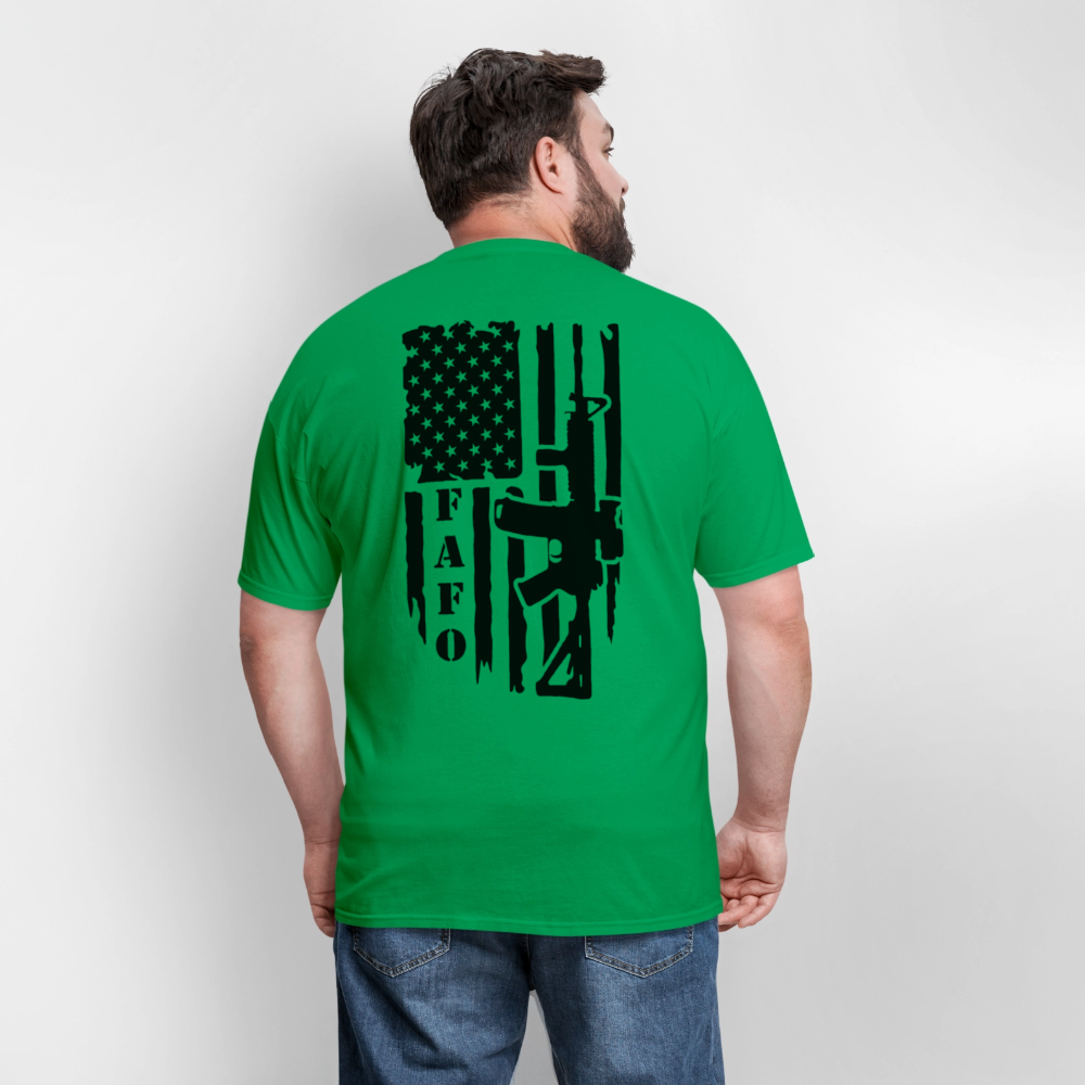 FAFO T-Shirt – AR-15 & American Flag Back Print Color: heather gray