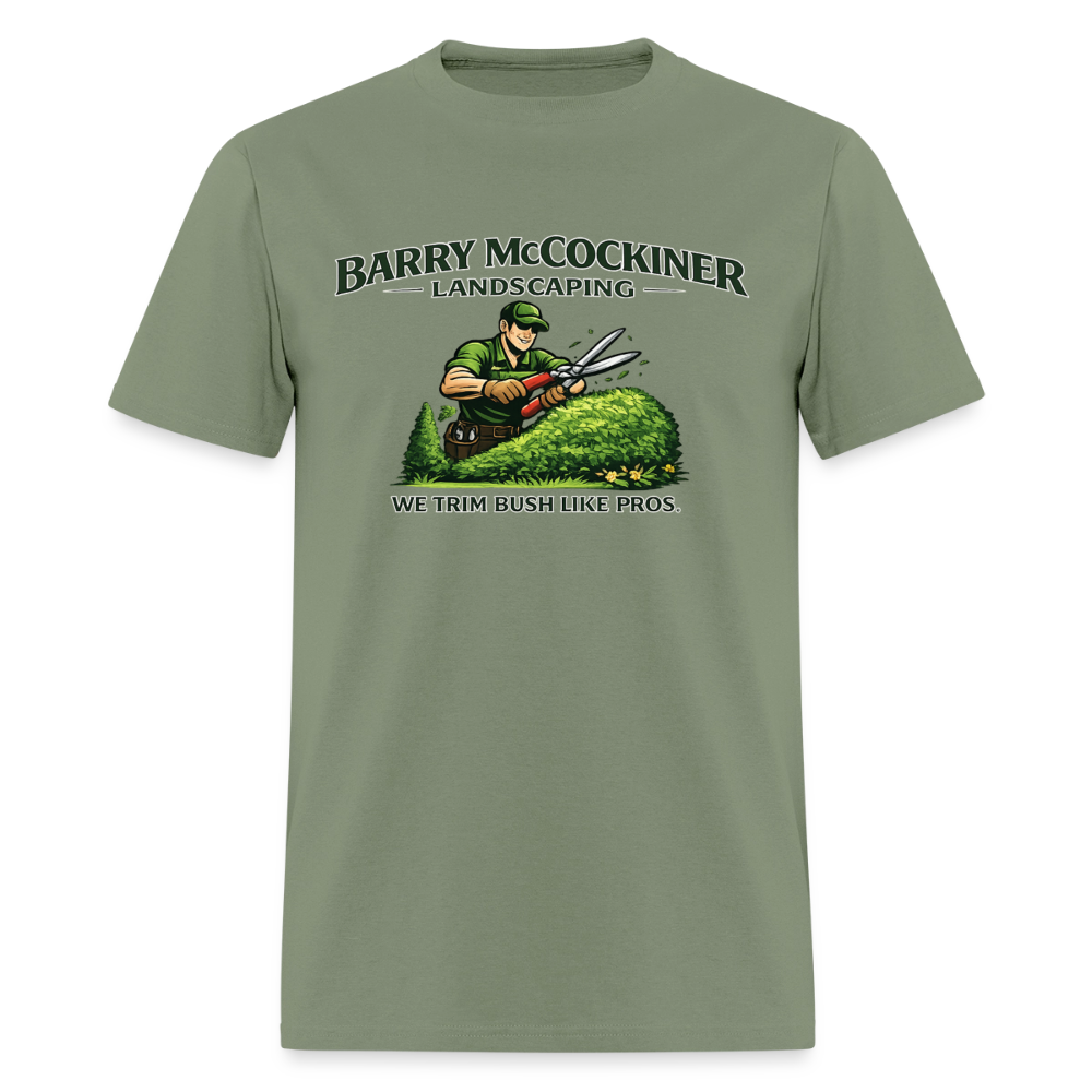 Barry McCockiner Landscaping Funny T-Shirt Color: Military Green