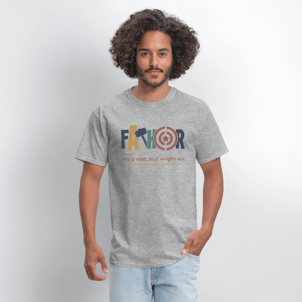 FaThor T-Shirt – Funny Superhero Dad Shirt - heather gray