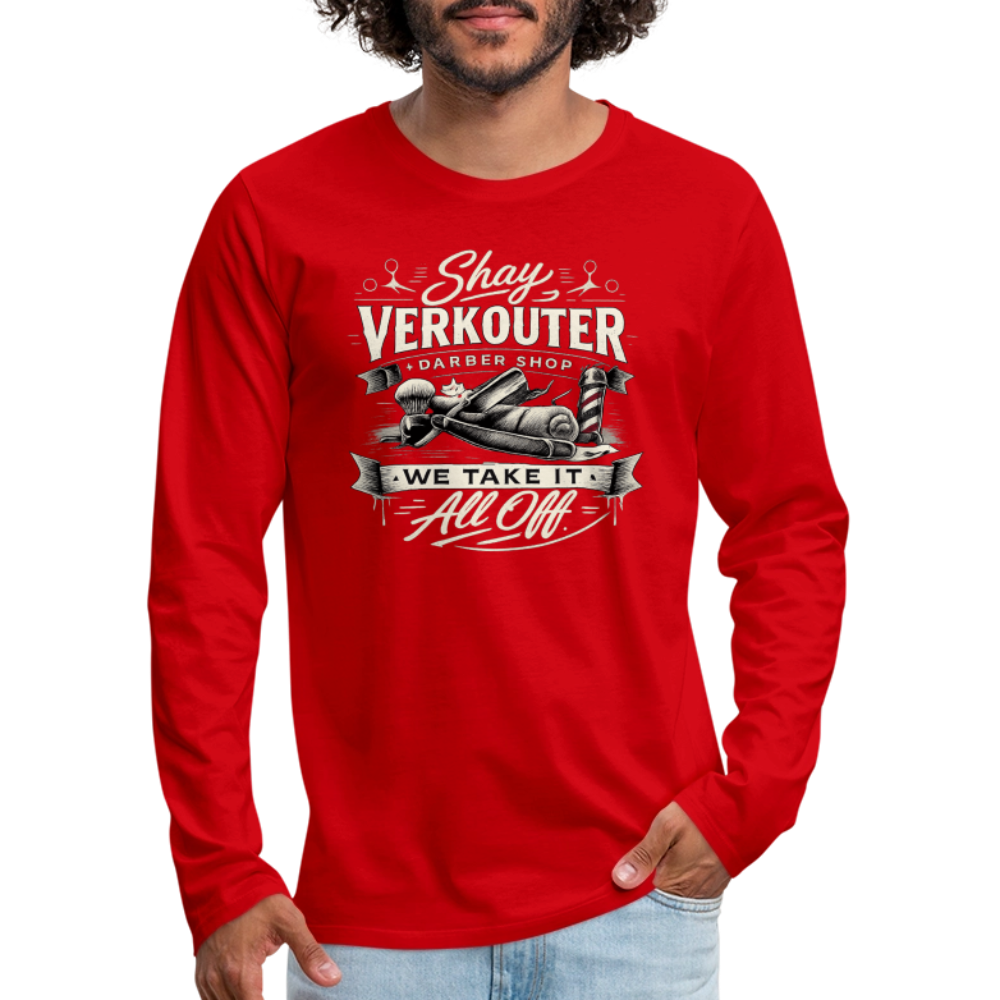 Shay Verkouter Barber Shop Funny Long Sleeve Shirt Color: Red