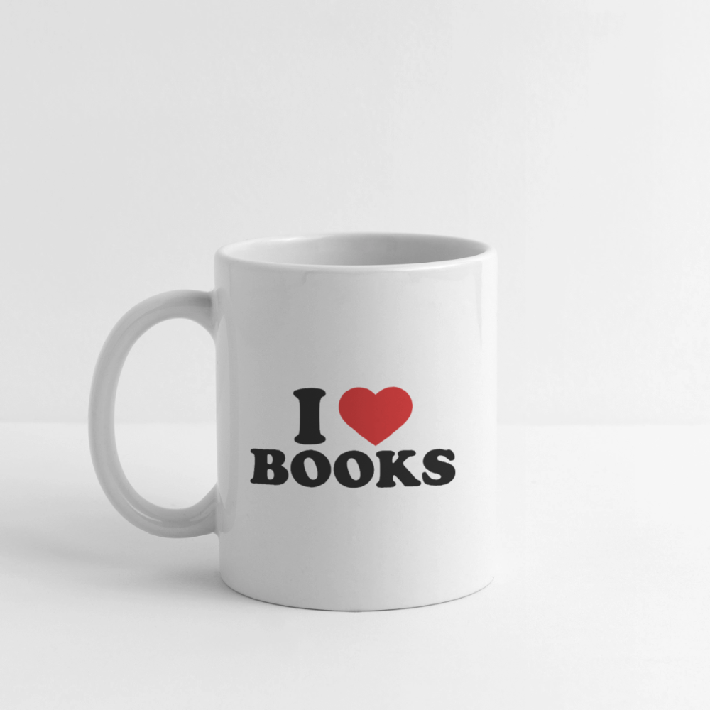 I Love Books Ceramic Mug Color: white
