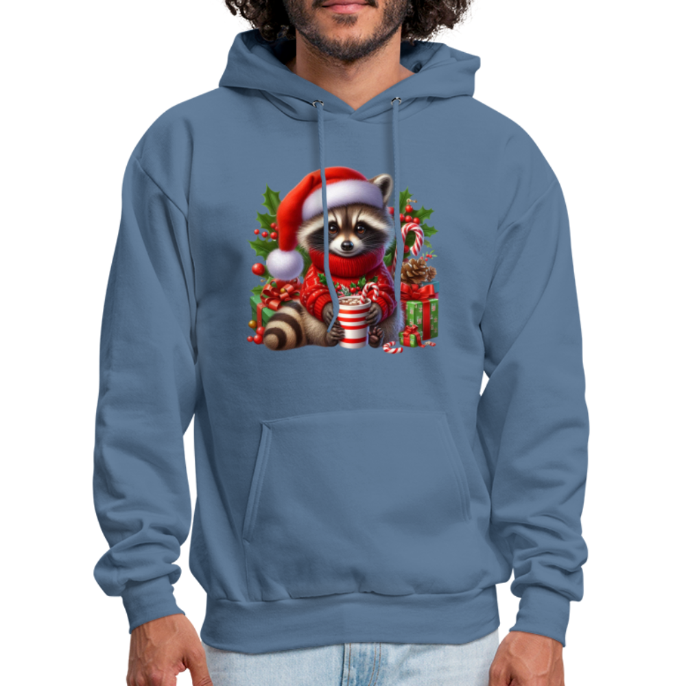 Christmas Cute Feral Raccoon Hoodie - denim blue