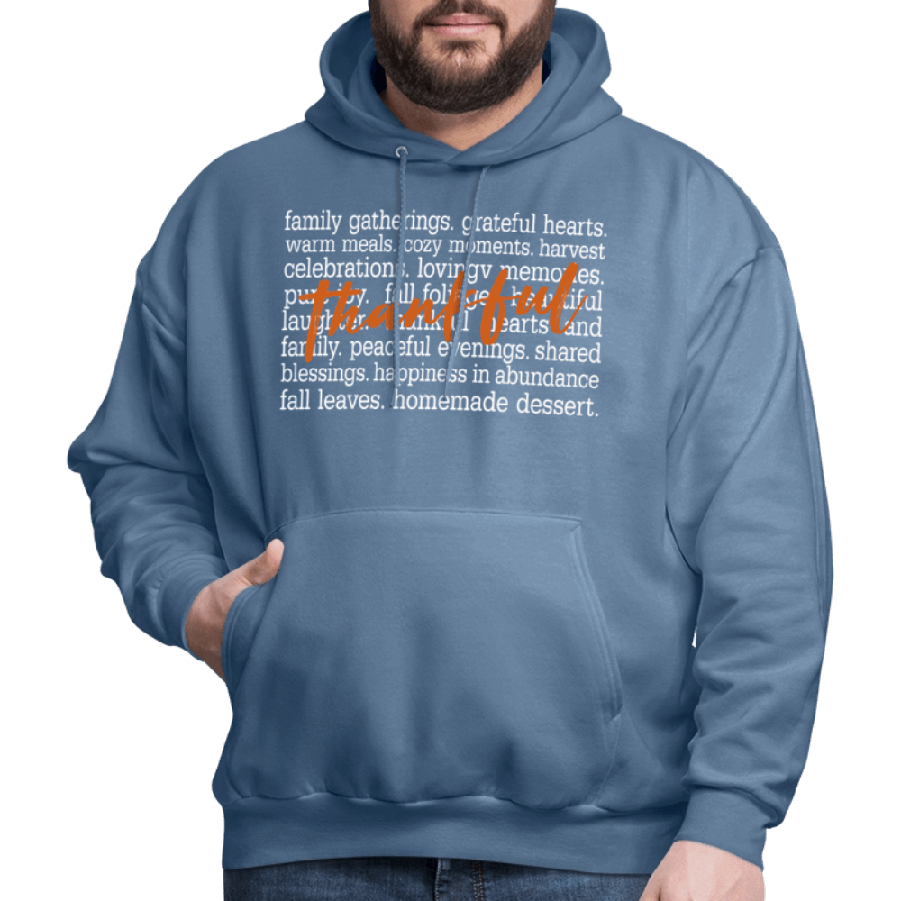 Thankful Word Art (Thanksgiving) Hoodie Color: forest green