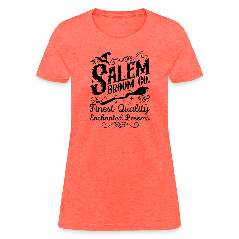 Salem Broom Co. Finest Quality Enchanted Besoms Women's T-Shirt (Halloween) - heather coral