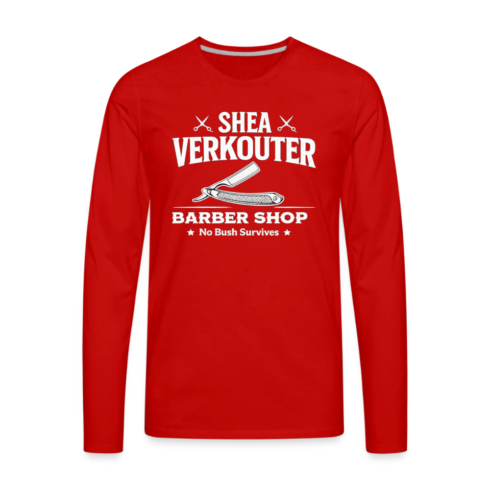 Shea Verkouter Barber Shop Funny Long Sleeve Tee Color: Red