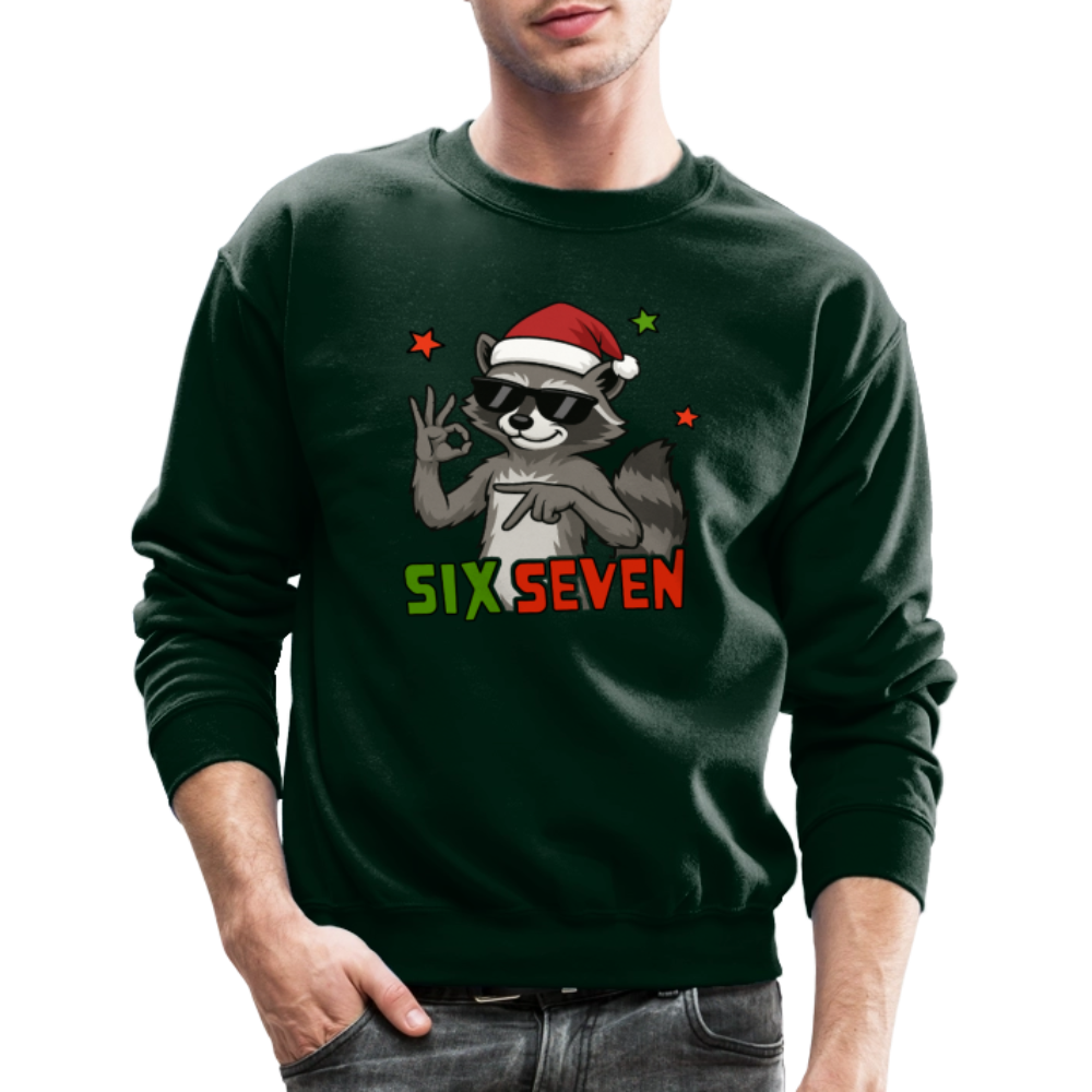 Six Seven 67 Raccoon Christmas Sweatshirt - forest green