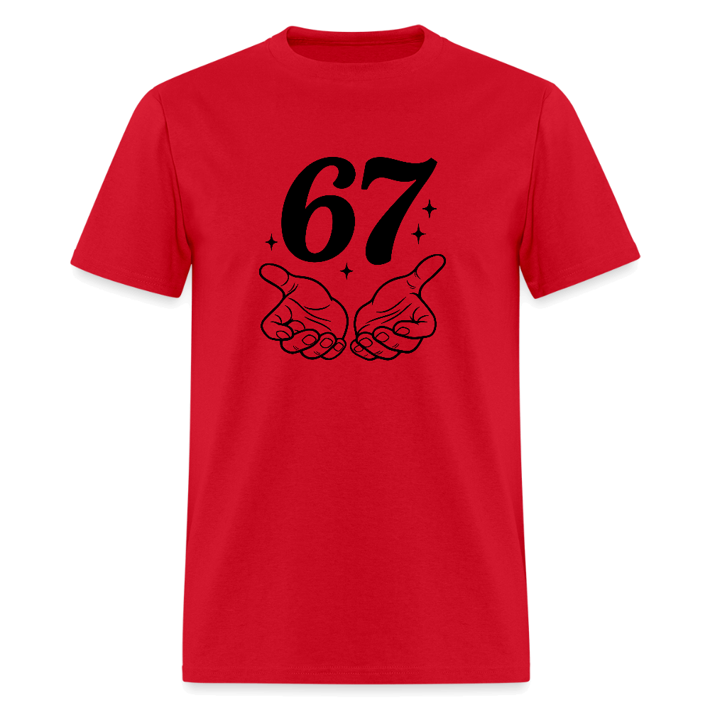 Six Seven 67 Hand Gesture T-Shirt Color: red