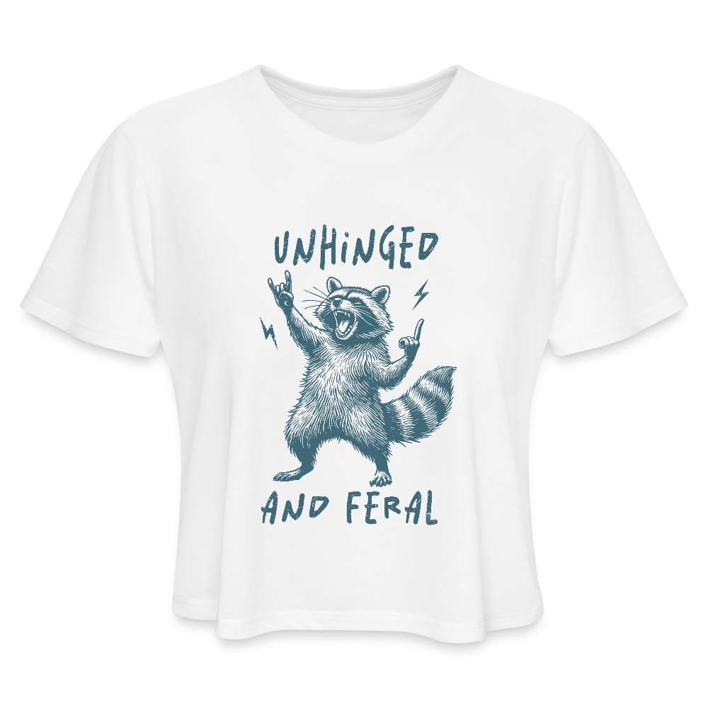 Unhinged and Feral Women's Cropped Top T-Shirt Color: white
