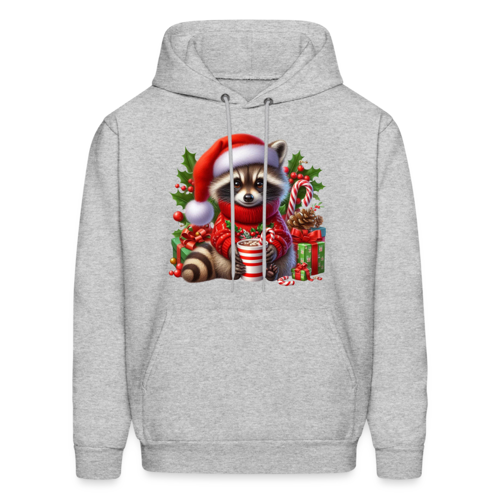 Christmas Cute Feral Raccoon Hoodie - heather gray