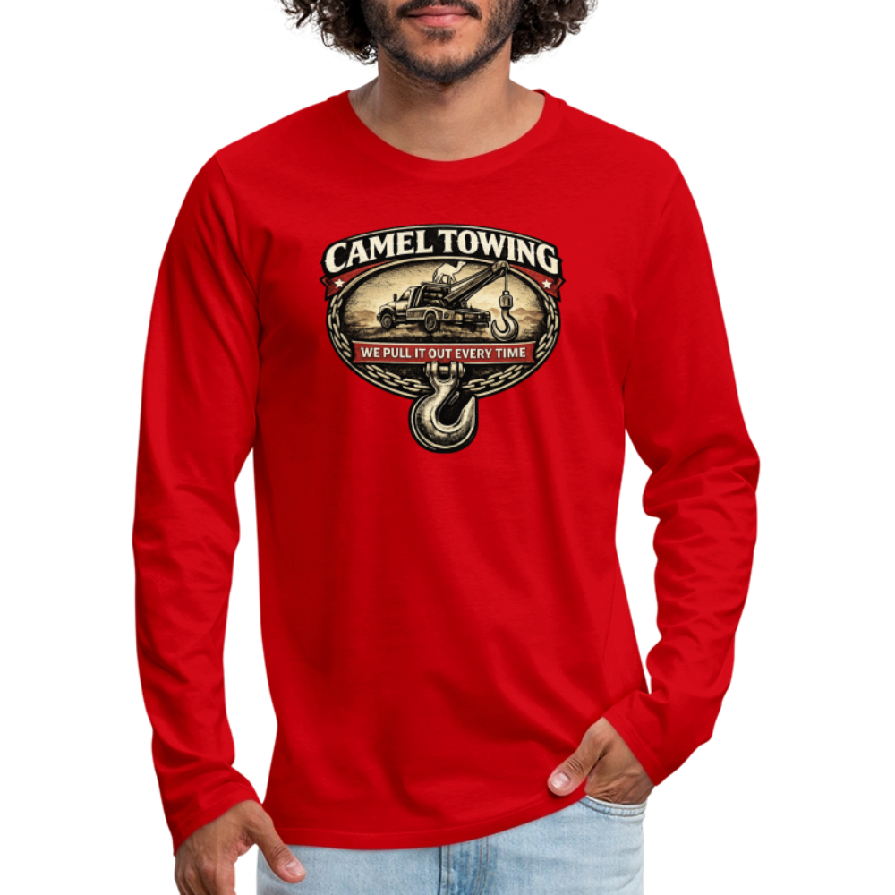 Camel Towing Funny Adult Long Sleeve Shirt Color: Black