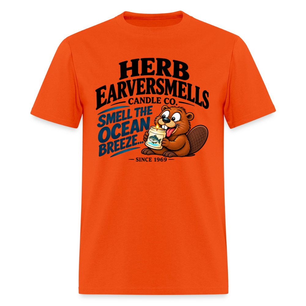 Herb Earversmells Candle Co. – Funny Adult Humor T-Shirt - orange