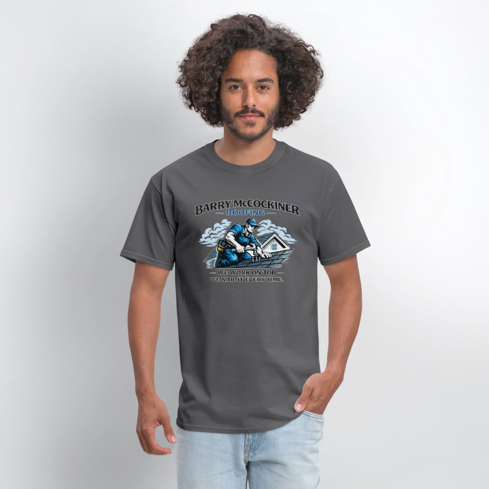 Barry McCockiner Roofing Funny Adult T-Shirt Color: Orange