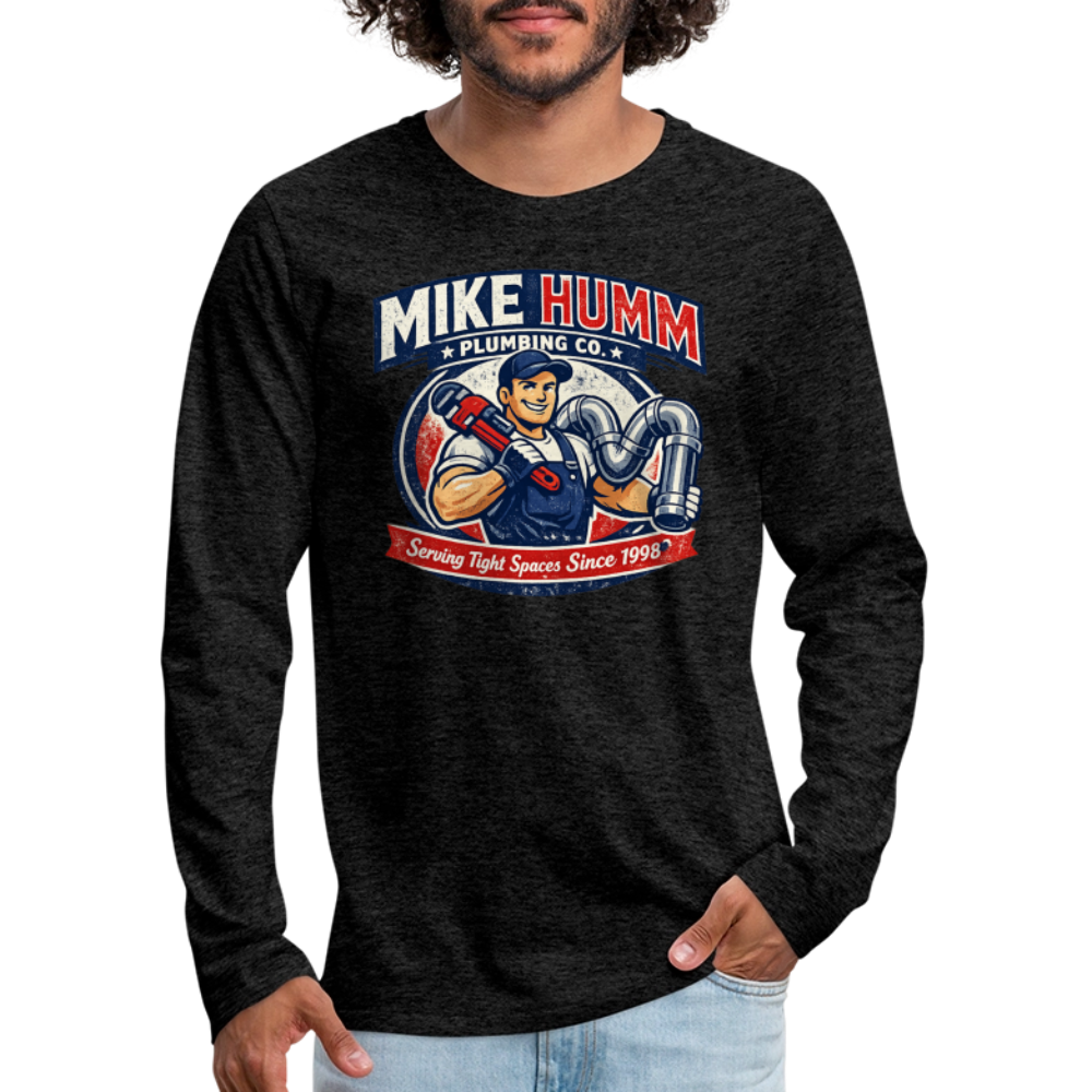 Mike Humm Plumbing Men's Premium Long Sleeve T-Shirt (Adult Humor) Color: black