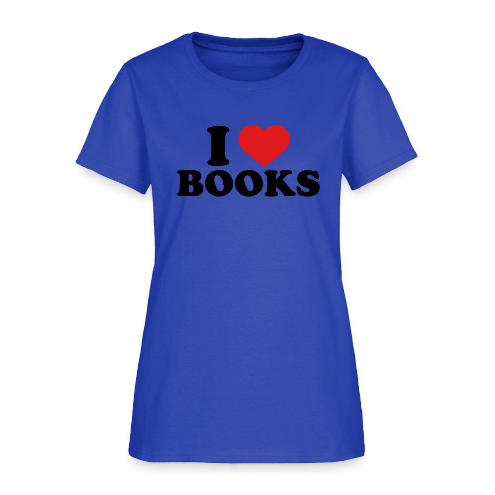I Love Books Women’s T-Shirt Color: royal blue