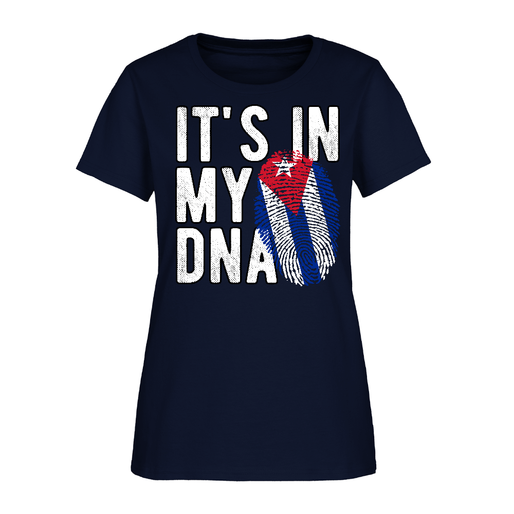 Cuban DNA Women’s T-Shirt – Fingerprint Flag Tee Color: black