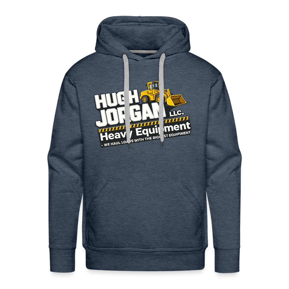 Hugh Jorgan Heavy Equipment Hoodie – Adult Humor Men's Hoodie Color: heather denim