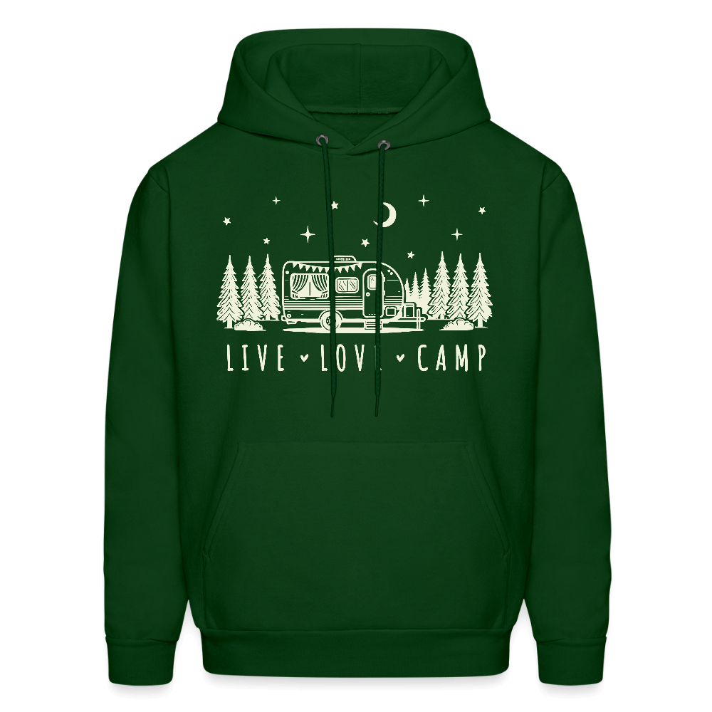 Live Love Camp Hoodie – Camper Under the Stars - forest green