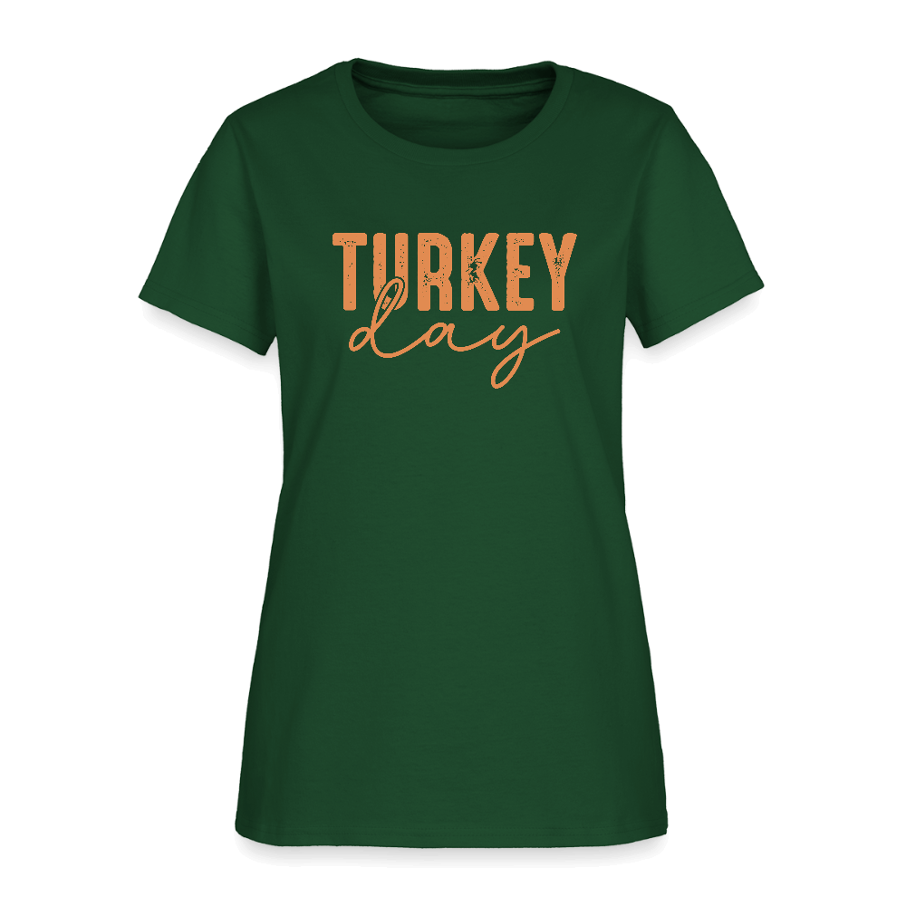 Turkey Day (Thanksgiving) Women's T-Shirt Color: forest green