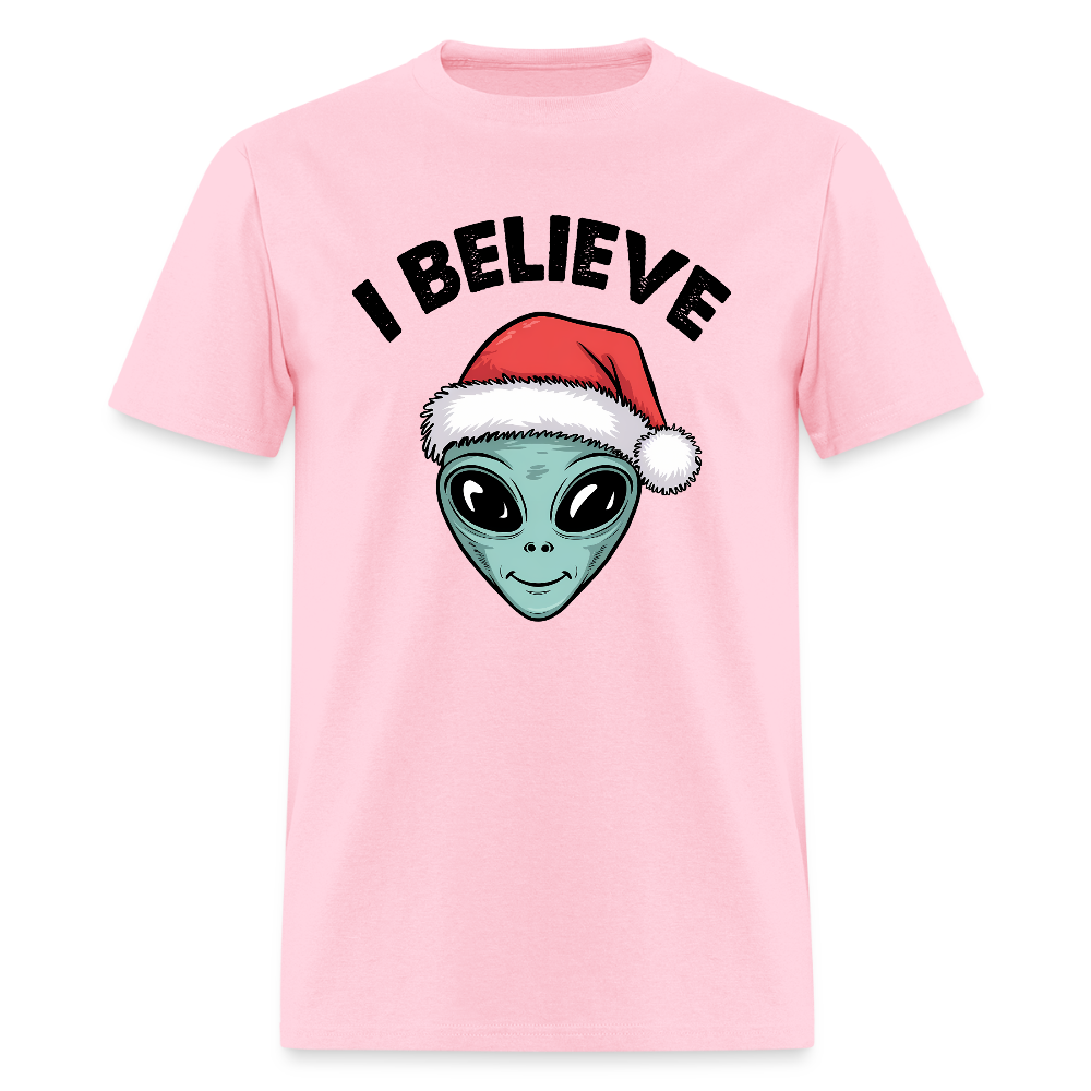 I Believe in Santa T-Shirt – Funny Alien Christmas Tee Color: pink