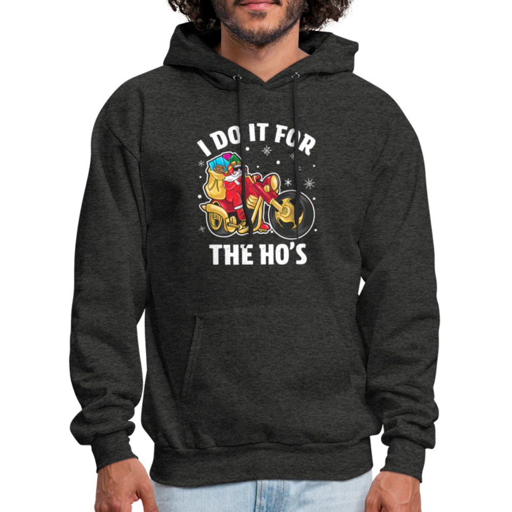Christmas Biker Santa Riding Motorcycle I Do It For The Ho's Hoodie - charcoal grey