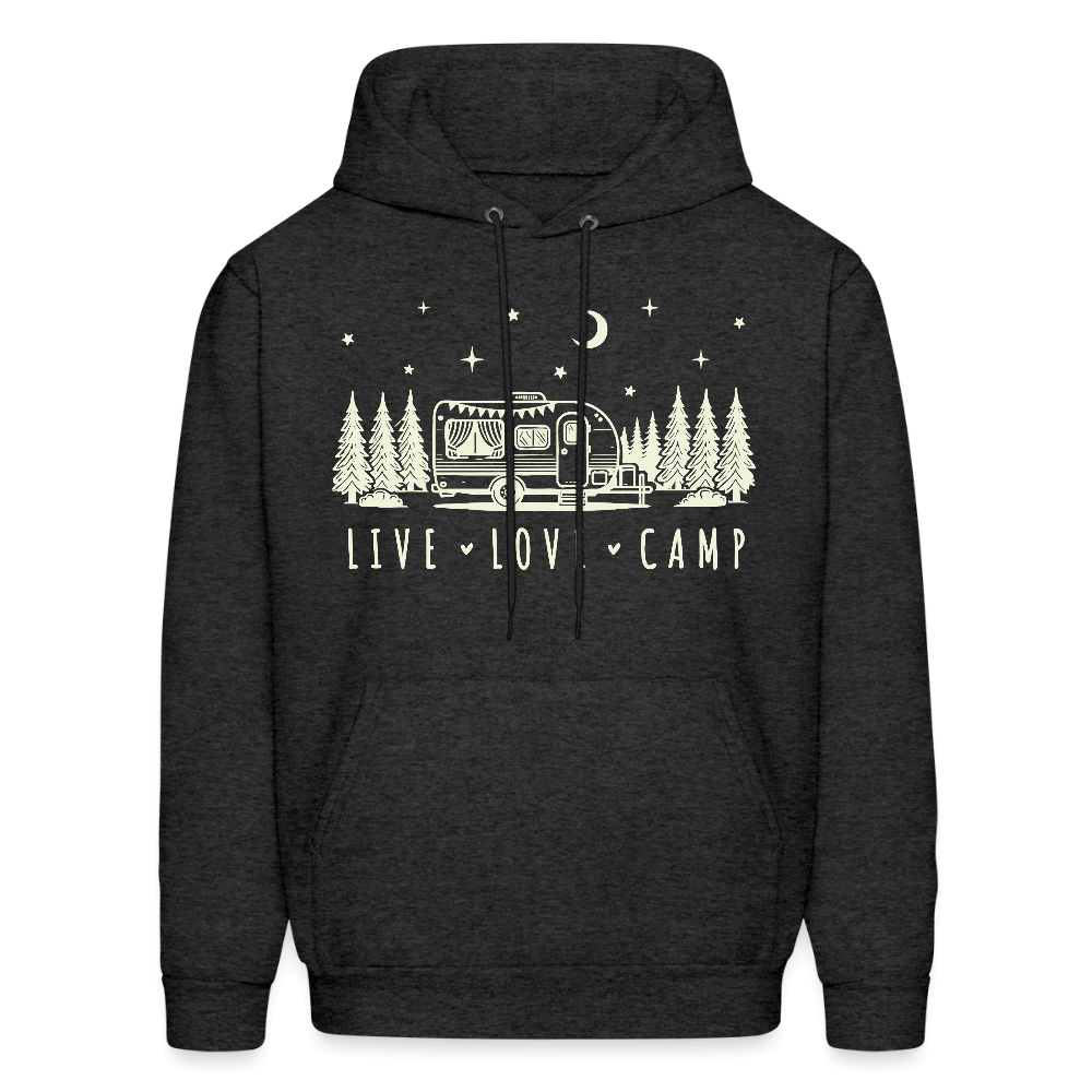Live Love Camp Hoodie – Camper Under the Stars - charcoal grey