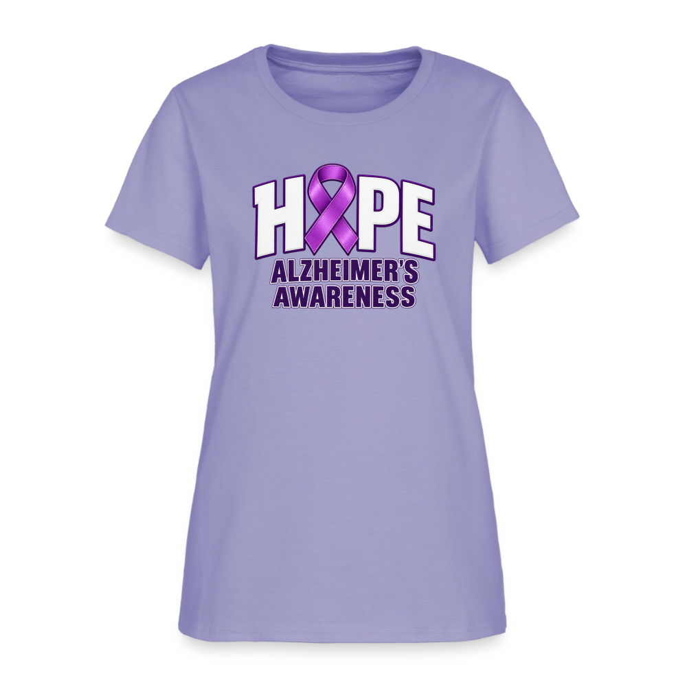Women’s Hope Alzheimer’s Awareness T-Shirt – Purple Ribbon Tee Color: Lavender