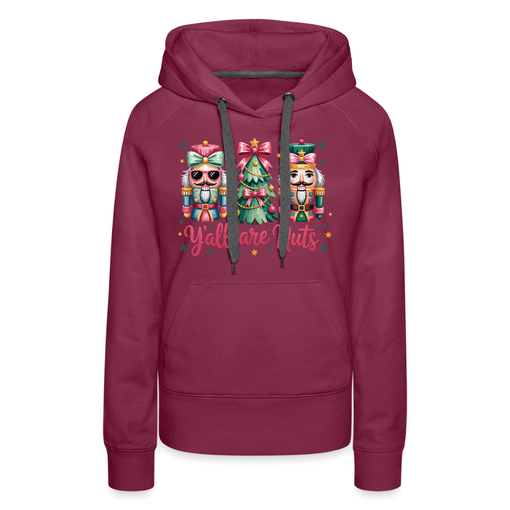 Y'all Are Nuts Women's Premium Hoodie (Nutcracker Christmas) Color: navy