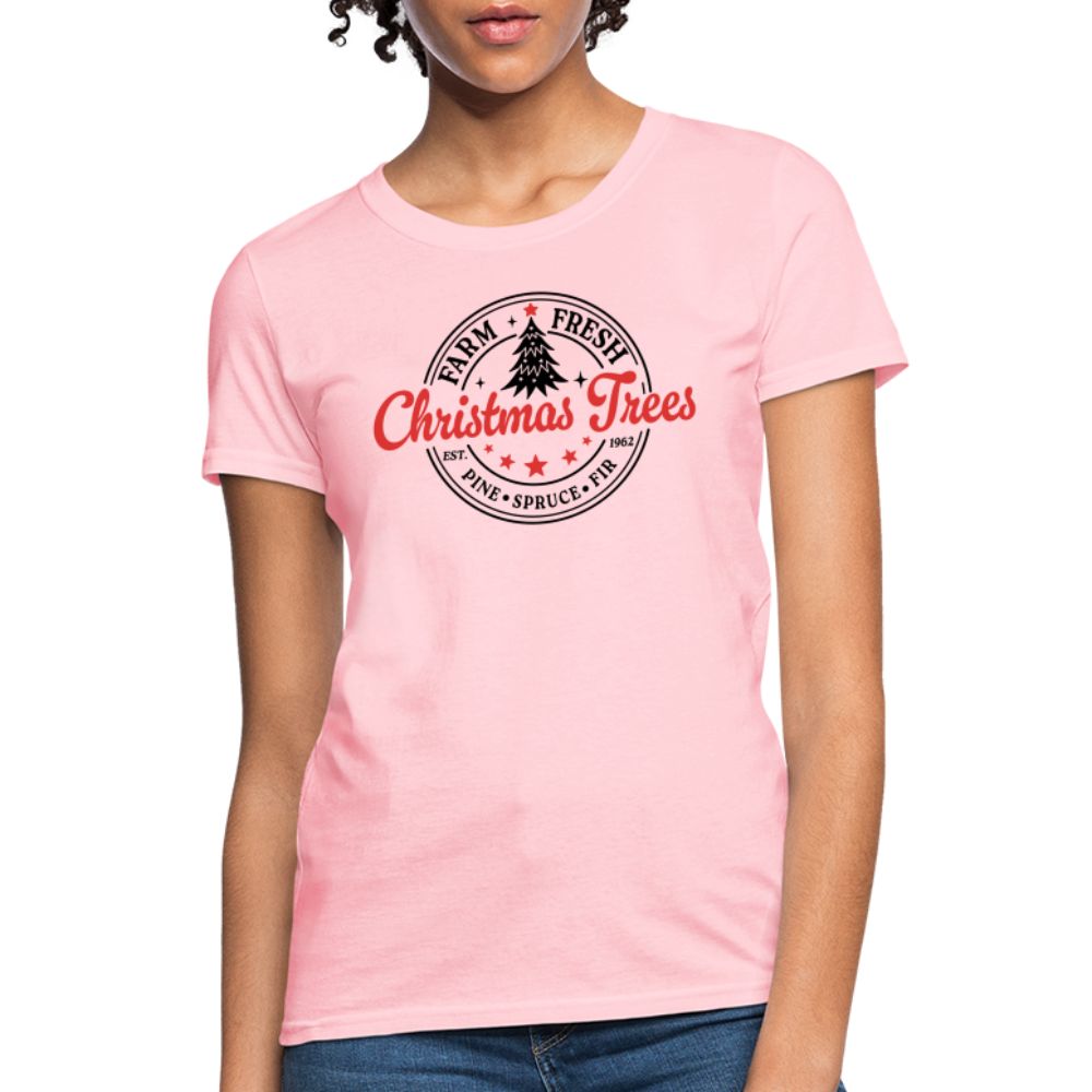 Farm Fresh Christmas Trees Women's Contoured T-Shirt - pink