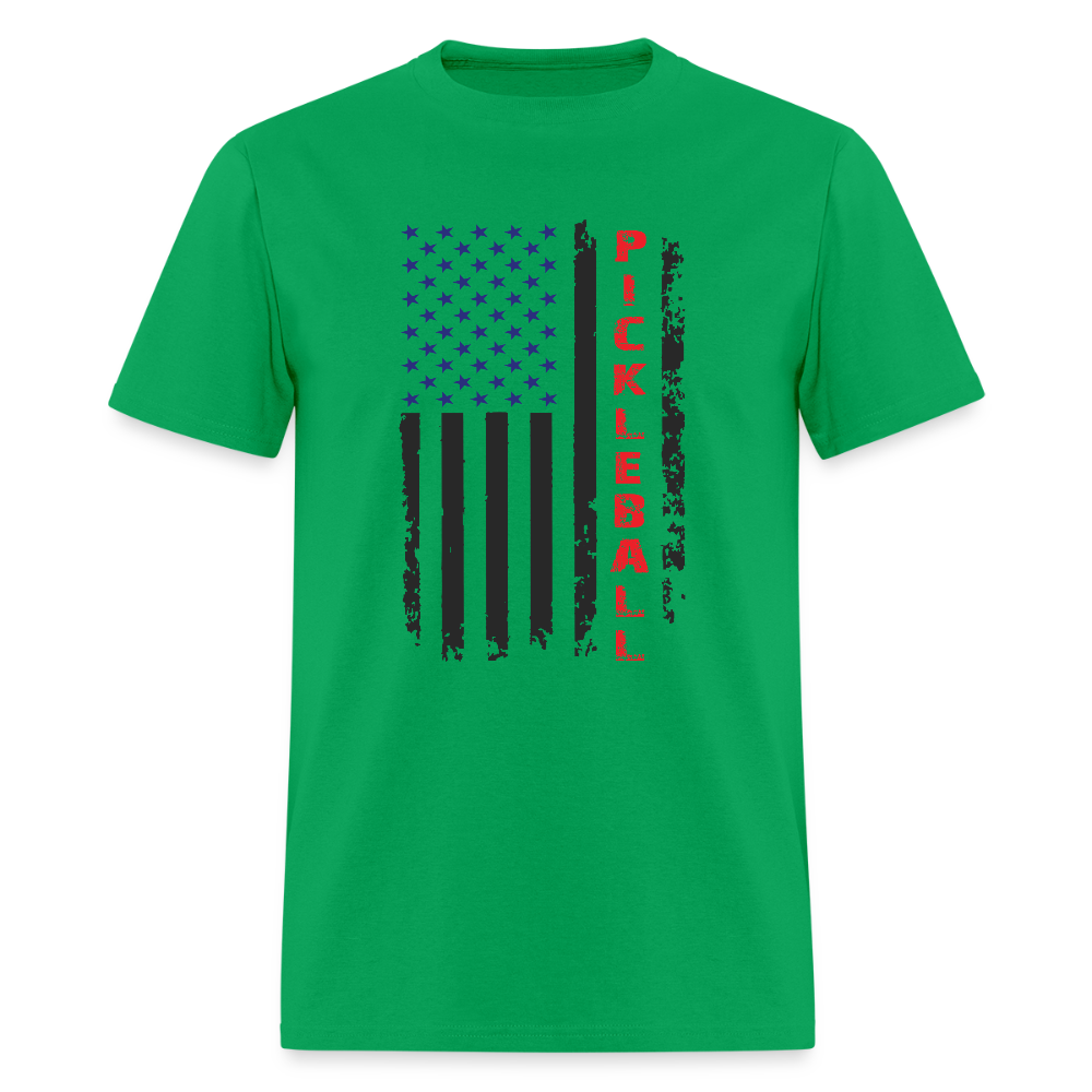Pickleball Flag T-Shirt – American Pride with a Pickleball Twist - bright green