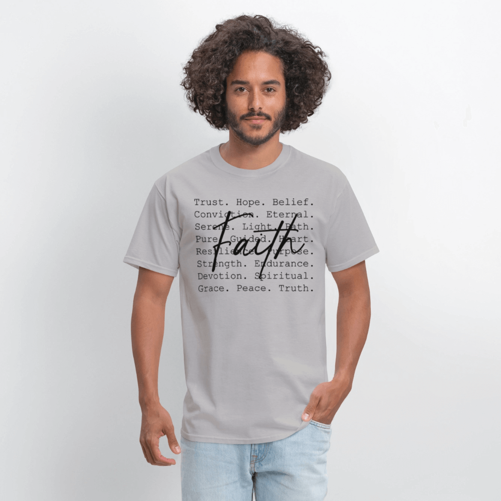 Faith Word Art Inspirational T-Shirt - gravel