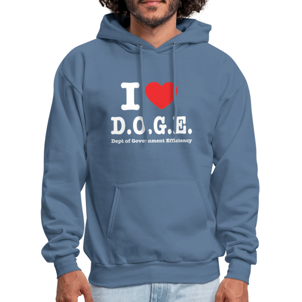 I Love DOGE (Dept of Government Efficiency) Hoodie - denim blue
