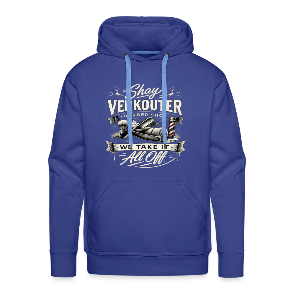 Shay Verkouter Barber Shop Funny Adult Humor Hoodie Color: Royal Blue